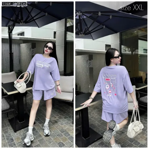 Đồ bộ quần đùi áo thun tay ngắn hình và chữ