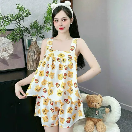 Đồ bộ quần đùi bèo áo dây mát nhiều hoạ tiết mặc nhà