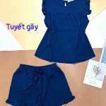 Đồ bộ quần đùi bèo áo sát nách bèo màu trơn