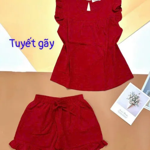 Đồ bộ quần đùi bèo áo sát nách bèo màu trơn
