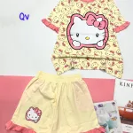 Đồ bộ quần đùi bèo áo tay phồng bèo in hình mèo kitty