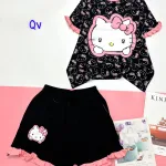 Đồ bộ quần đùi bèo áo tay phồng bèo in hình mèo kitty