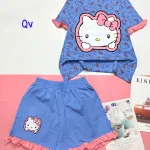 Đồ bộ quần đùi bèo áo tay phồng bèo in hình mèo kitty