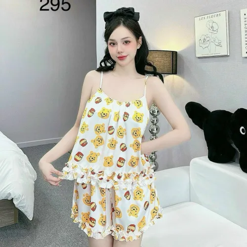 Đồ bộ quần đùi bèo latin áo hai dây nhiều hình dễ thương