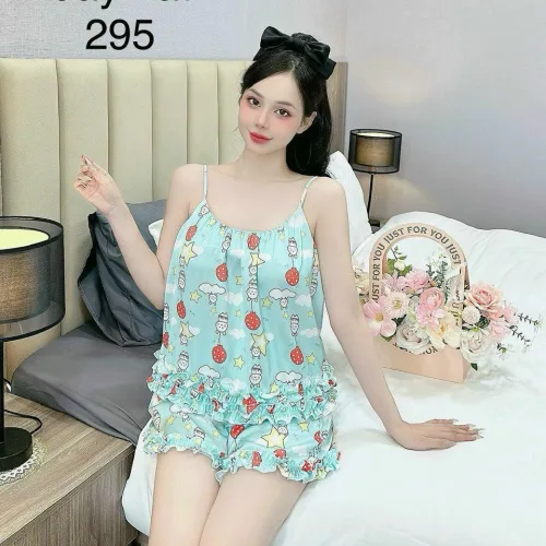 Đồ bộ quần đùi bèo latin áo hai dây nhiều hình dễ thương