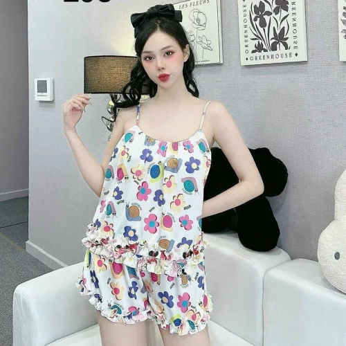 Đồ bộ quần đùi bèo latin áo hai dây nhiều hình dễ thương