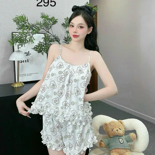 Đồ bộ quần đùi bèo latin áo hai dây nhiều hình dễ thương