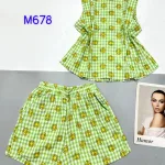 Đồ bộ quần đùi ca rô cotton áo sát nách in nhiều hình khác nhau