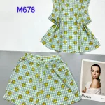 Đồ bộ quần đùi ca rô cotton áo sát nách in nhiều hình khác nhau