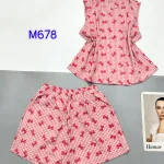 Đồ bộ quần đùi ca rô cotton áo sát nách in nhiều hình khác nhau