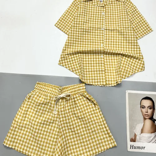 Đồ bộ quần đùi ca rô cotton áo sơ mi quần có dây cột