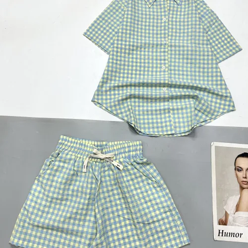 Đồ bộ quần đùi ca rô cotton áo sơ mi quần có dây cột