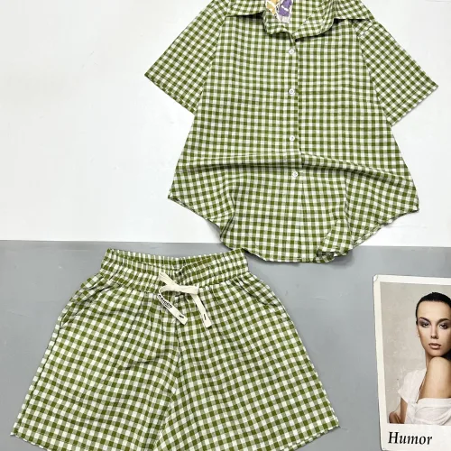 Đồ bộ quần đùi ca rô cotton áo sơ mi quần có dây cột