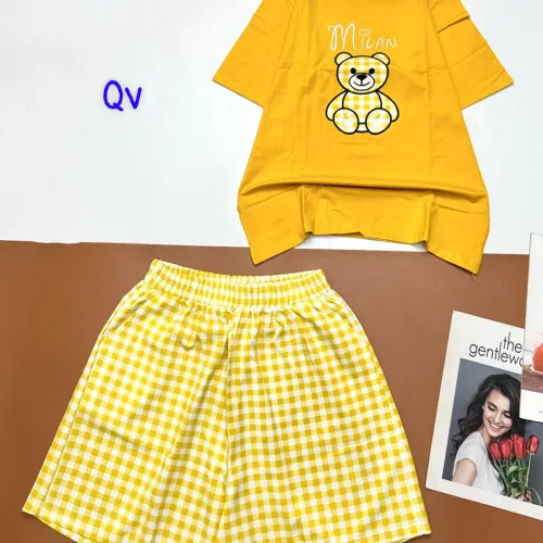 Đồ bộ quần đùi ca rô vuông áo tay ngắn in hình gấu