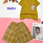 Đồ bộ quần đùi caro áo tay ngắn có túi caro hình