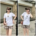 Đồ bộ quần đùi carô áo tay ngắn in chữ yes