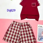 Đồ bộ quần đùi caro áo tay ngắn in hình con ngựa nhỏ