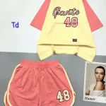Đồ bộ quần đùi cùng màu tay áo in số 48