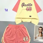 Đồ bộ quần đùi cùng màu tay áo in số 48