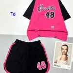 Đồ bộ quần đùi cùng màu tay áo in số 48