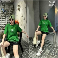 Đồ bộ quần đùi đen áo thun in chữ 96