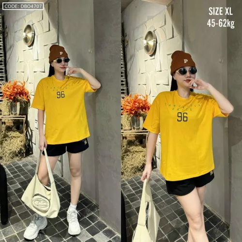 Đồ bộ quần đùi đen áo thun in chữ 96