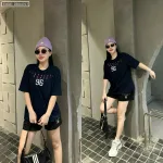 Đồ bộ quần đùi đen áo thun in chữ 96