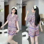 Đồ bộ quần đùi latin áo cổ bẻ có túi trước nhiều hình