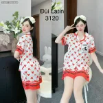 Đồ bộ quần đùi latin áo cổ bẻ có túi trước nhiều hình