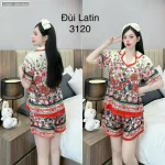 Đồ bộ quần đùi latin áo cổ bẻ có túi trước nhiều hình