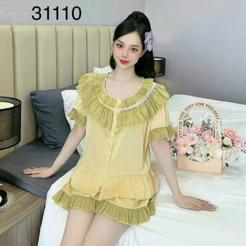 Đồ bộ quần đùi latin áo cổ viền bèo nhiều hình dễ thương