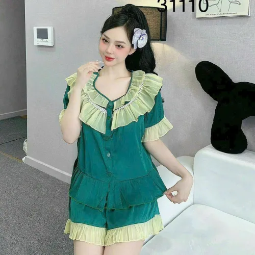 Đồ bộ quần đùi latin áo cổ viền bèo nhiều hình dễ thương