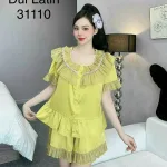 Đồ bộ quần đùi latin áo cổ viền bèo nhiều hình dễ thương