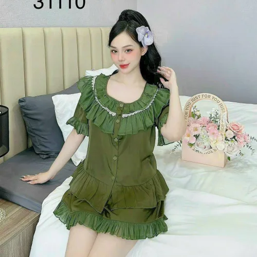 Đồ bộ quần đùi latin áo cổ viền bèo nhiều hình dễ thương