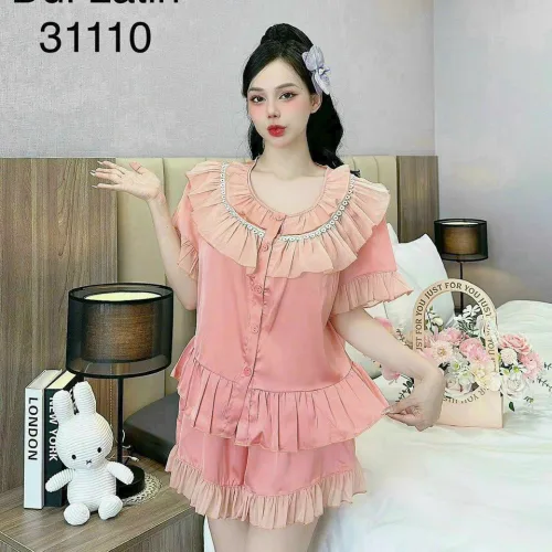 Đồ bộ quần đùi latin áo cổ viền bèo nhiều hình dễ thương