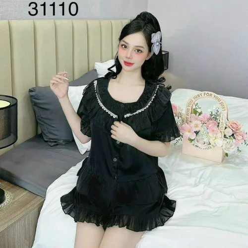 Đồ bộ quần đùi latin áo cổ viền bèo nhiều hình dễ thương