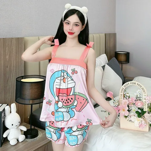 Đồ bộ quần đùi  latin áo dây bản nhiều hình dễ thương