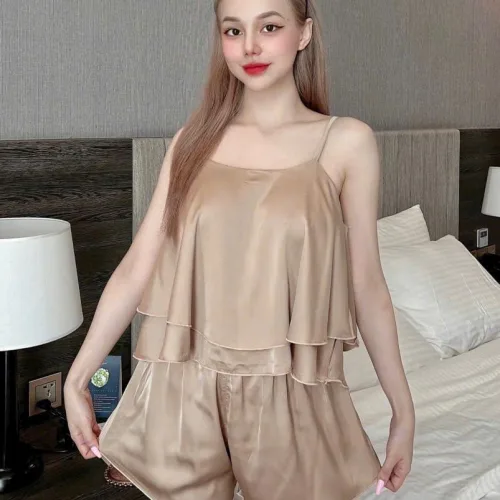 Đồ bộ quần đùi latin áo dây trơn tầng