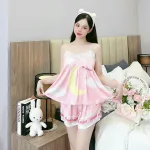 Đồ bộ quần đùi  latin áo hai dây 2 có ren in hình dễ thương