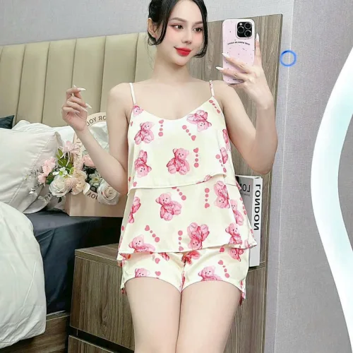 Đồ bộ quần đùi  latin áo hai dây 2 tầng