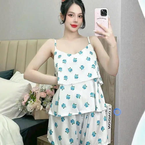 Đồ bộ quần đùi  latin áo hai dây 2 tầng