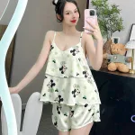 Đồ bộ quần đùi  latin áo hai dây 2 tầng