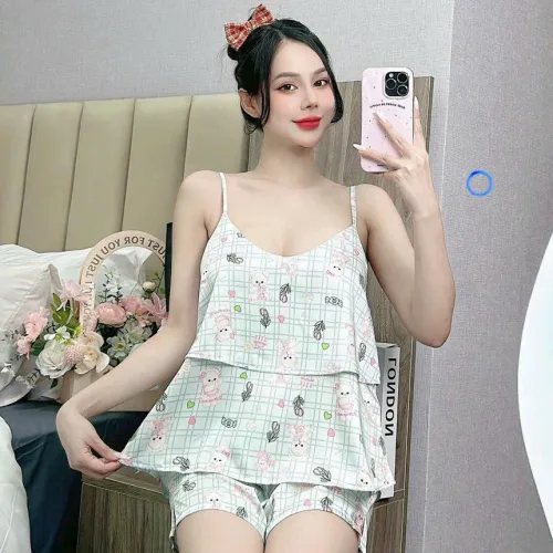 Đồ bộ quần đùi  latin áo hai dây 2 tầng