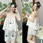 Đồ bộ quần đùi  latin áo hai dây 2 tầng nhiều hình dễ thương