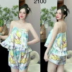 Đồ bộ quần đùi  latin áo hai dây 2 tầng nhiều hình dễ thương