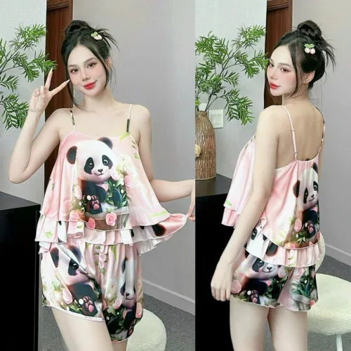 Đồ bộ quần đùi  latin áo hai dây 2 tầng nhiều hình dễ thương
