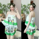 Đồ bộ quần đùi  latin áo hai dây 2 tầng nhiều hình dễ thương