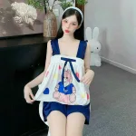 Đồ bộ quần đùi  latin áo hai dây bản bèo nơ