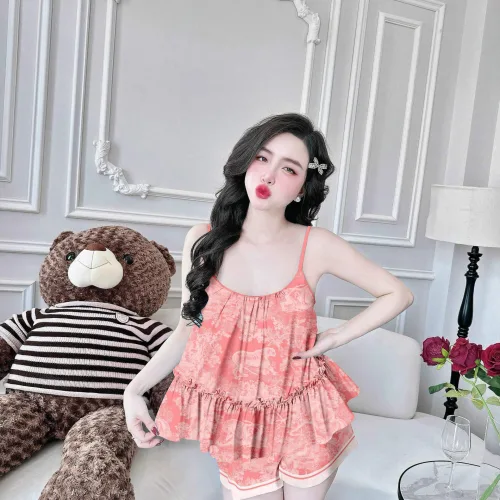 Đồ bộ quần đùi  latin áo hai dây bèo thân áo