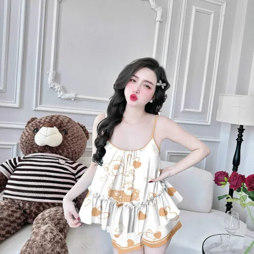 Đồ bộ quần đùi  latin áo hai dây bèo thân áo
